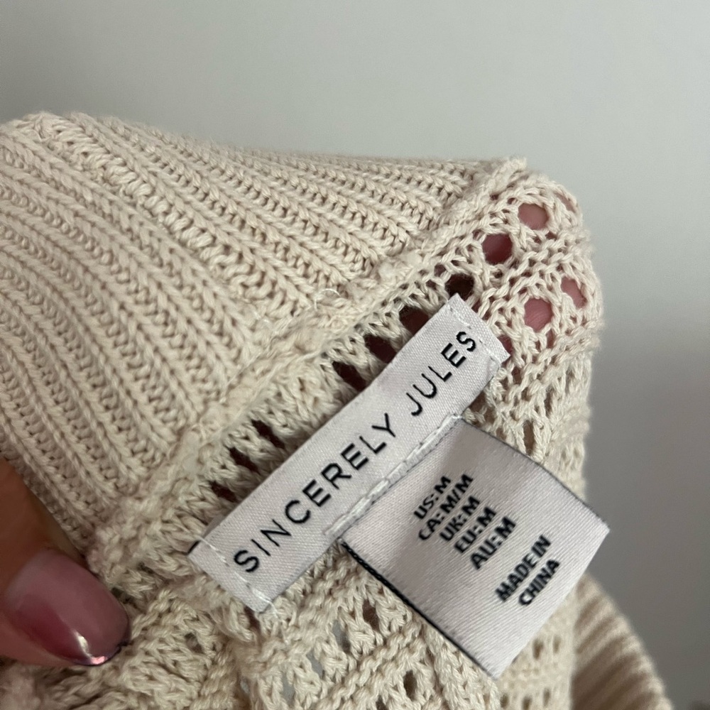 Sincerely Jules Cream Crochet Knit Pants - Picture 3 of 3